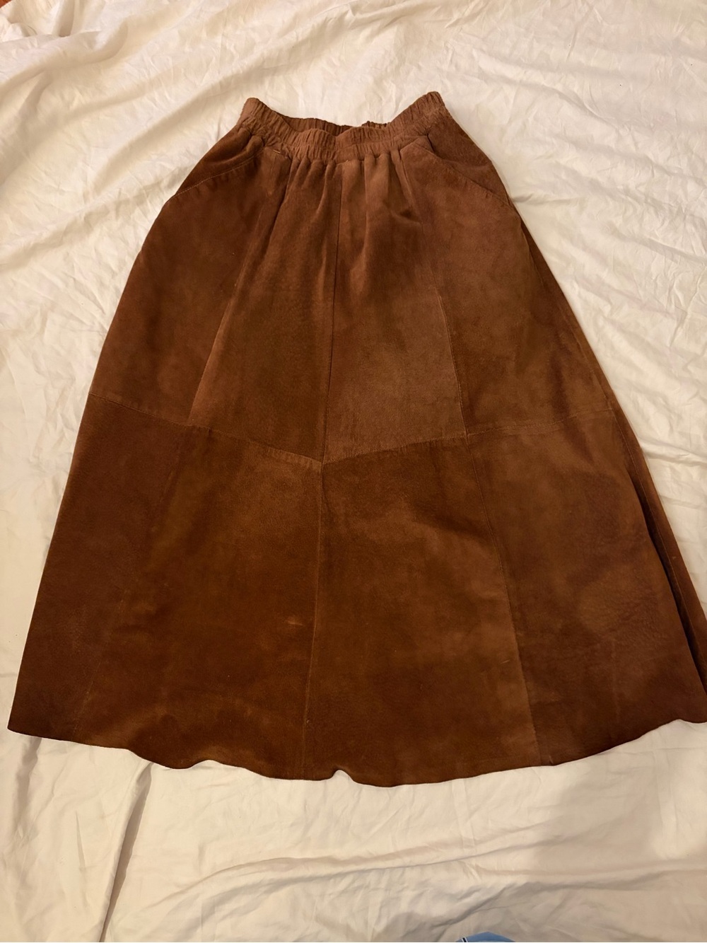 Vintage Saks Fifth Avenue Brown Suede A-Line Skirt